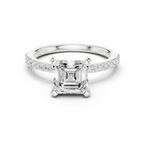 Asscher Cut Pavé Diamond Engagement Ring