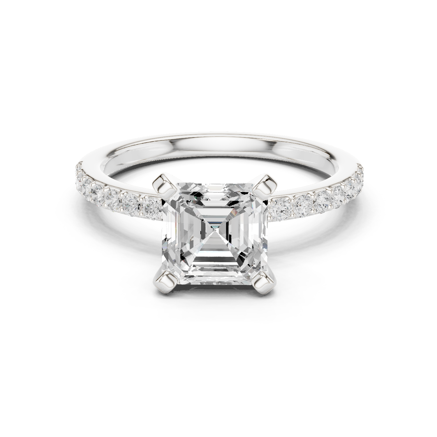 Asscher Cut Pavé Diamond Engagement Ring