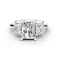 Radiant Three Stone Diamond Engagement Ring with Round Side Stones