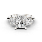 Radiant Three Stone Diamond Engagement Ring with Round Side Stones