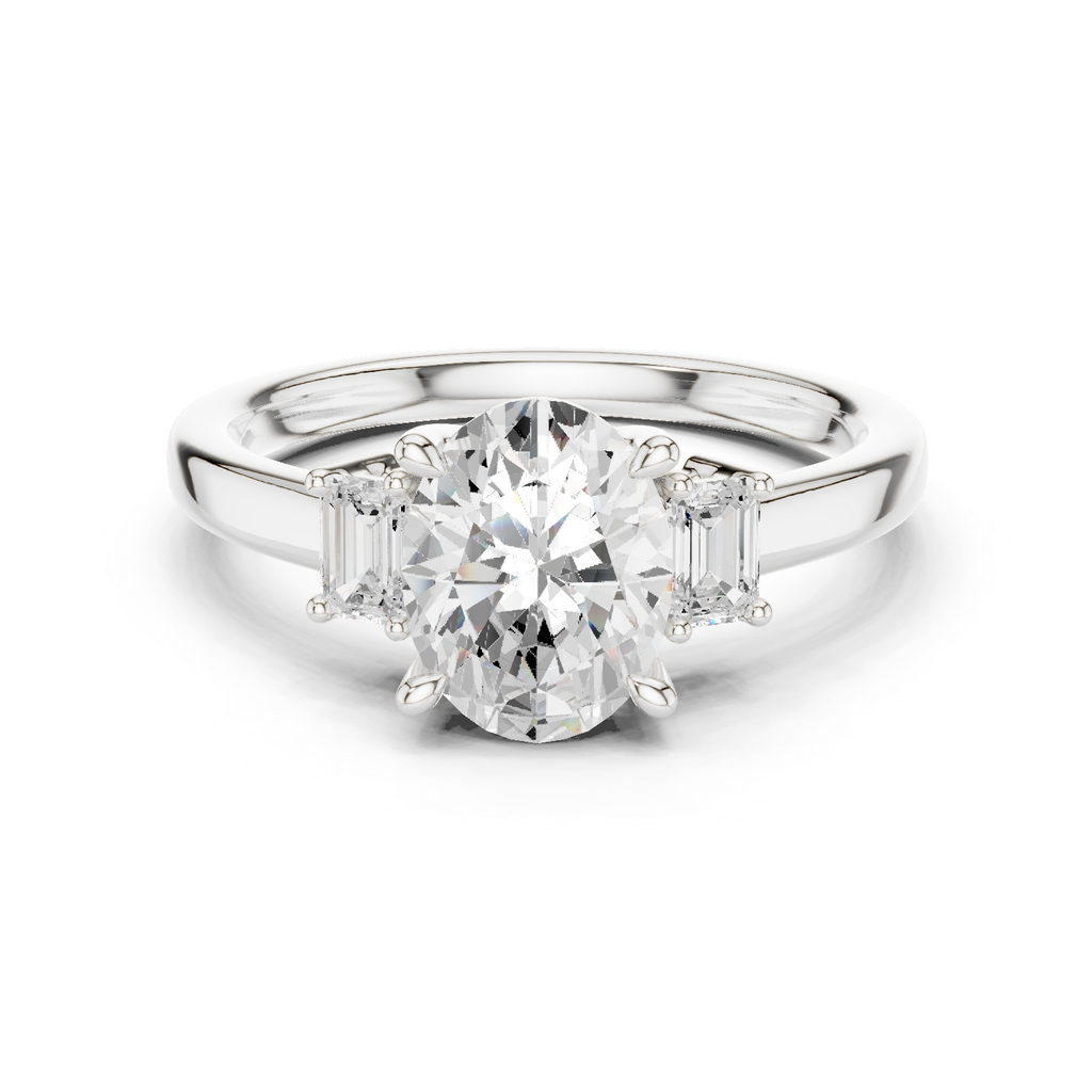 Oval Cut Three Stone Diamond Engagement Ring