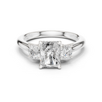Radiant Cut Three Stone Diamond Engagement Ring