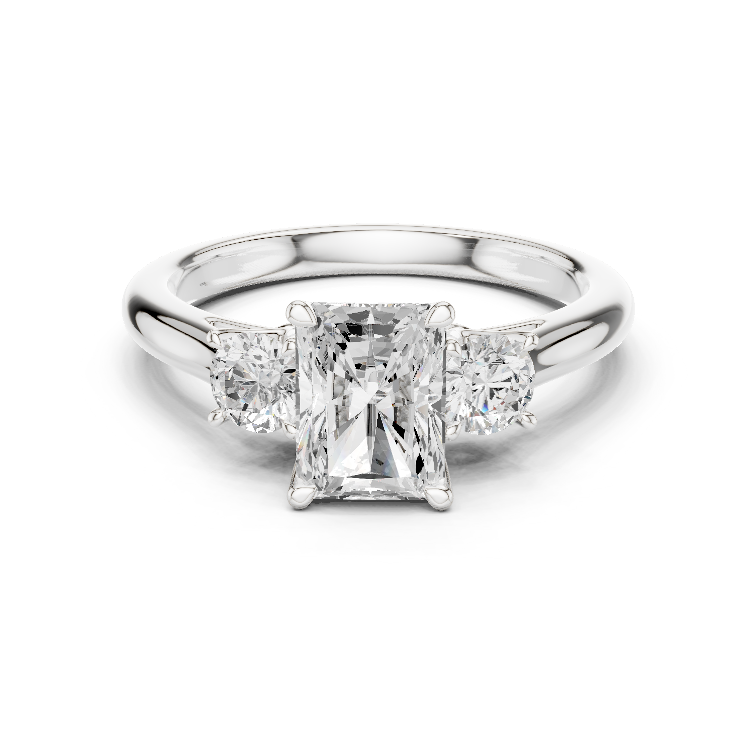 Radiant Cut Three Stone Diamond Engagement Ring
