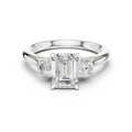Emerald Cut Three Stone Diamond Engagement Ring