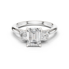 Emerald Cut Three Stone Diamond Engagement Ring