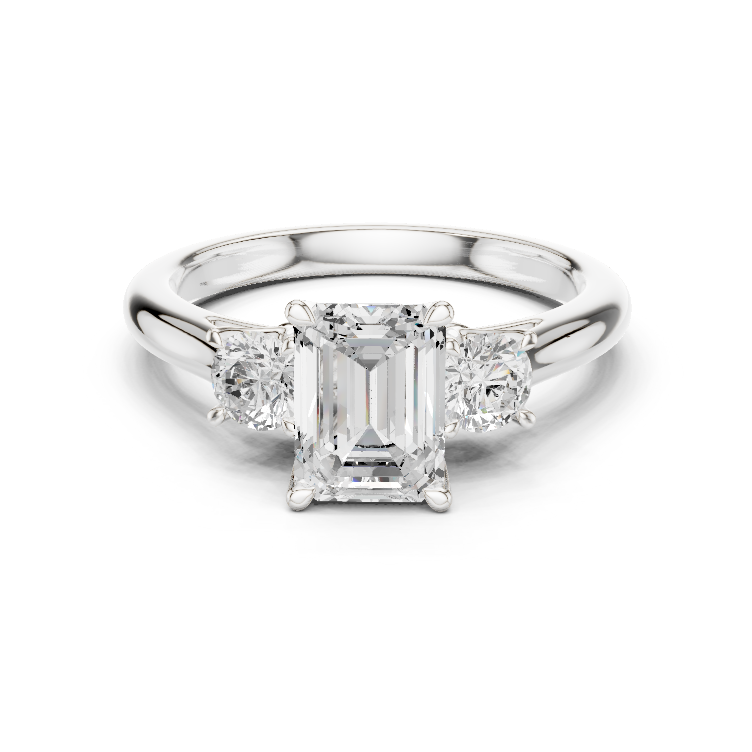 Emerald Cut Three Stone Diamond Engagement Ring