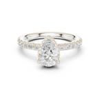 Pear Cut Diamond Hidden Halo Engagement Ring