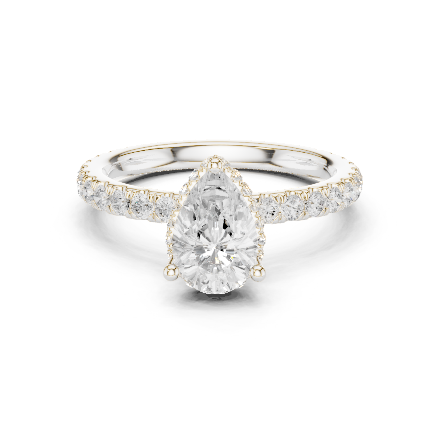 Pear Cut Diamond Hidden Halo Engagement Ring
