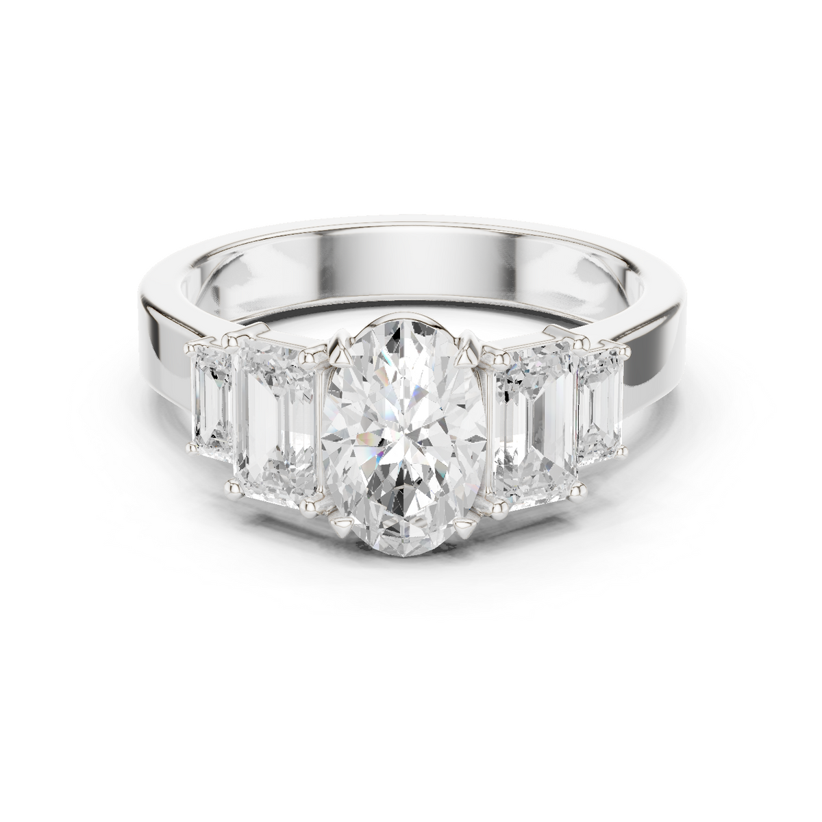 Oval & Emerald Cut Three Stone Lab-Grown Diamond Engagement Ring – view 1 of 12 | Jewelix Atelier