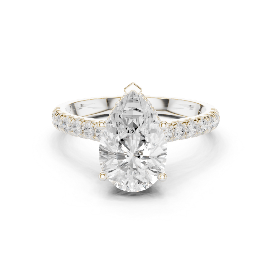Pear Cut Hidden Halo Diamond Engagement Ring