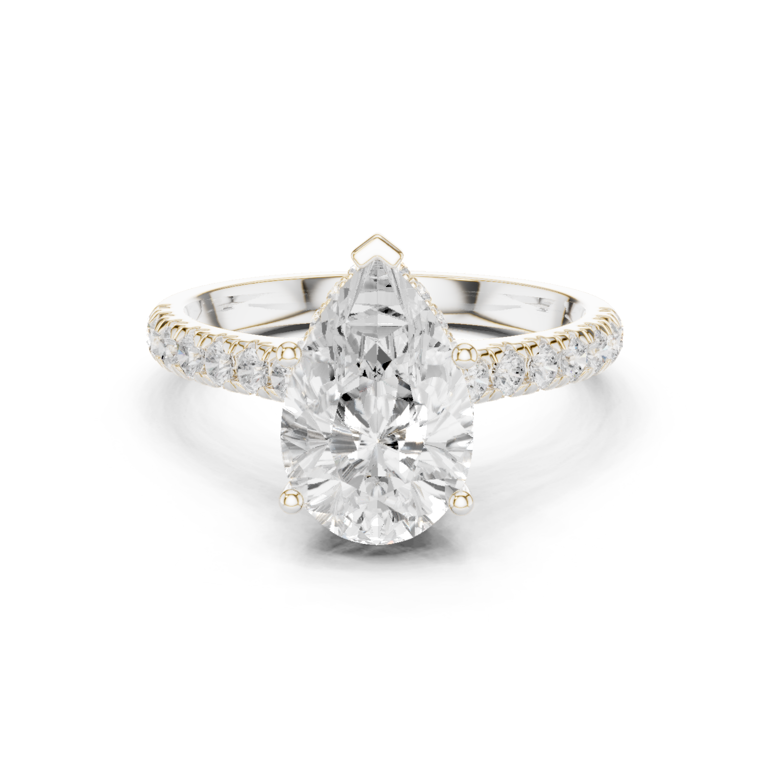 Pear Cut Hidden Halo Diamond Engagement Ring