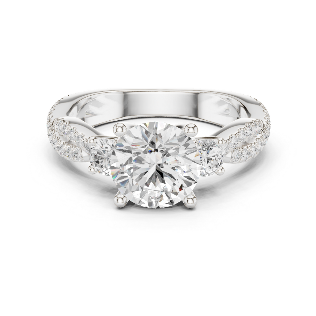 Round Diamond Twisted Pavé Engagement Ring
