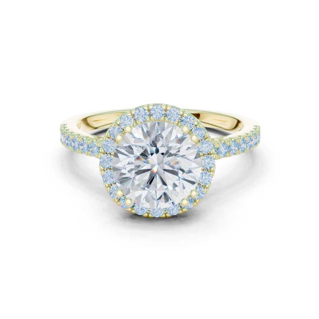 2.48 CT Round Cut Diamond Halo Pavé Engagement Ring