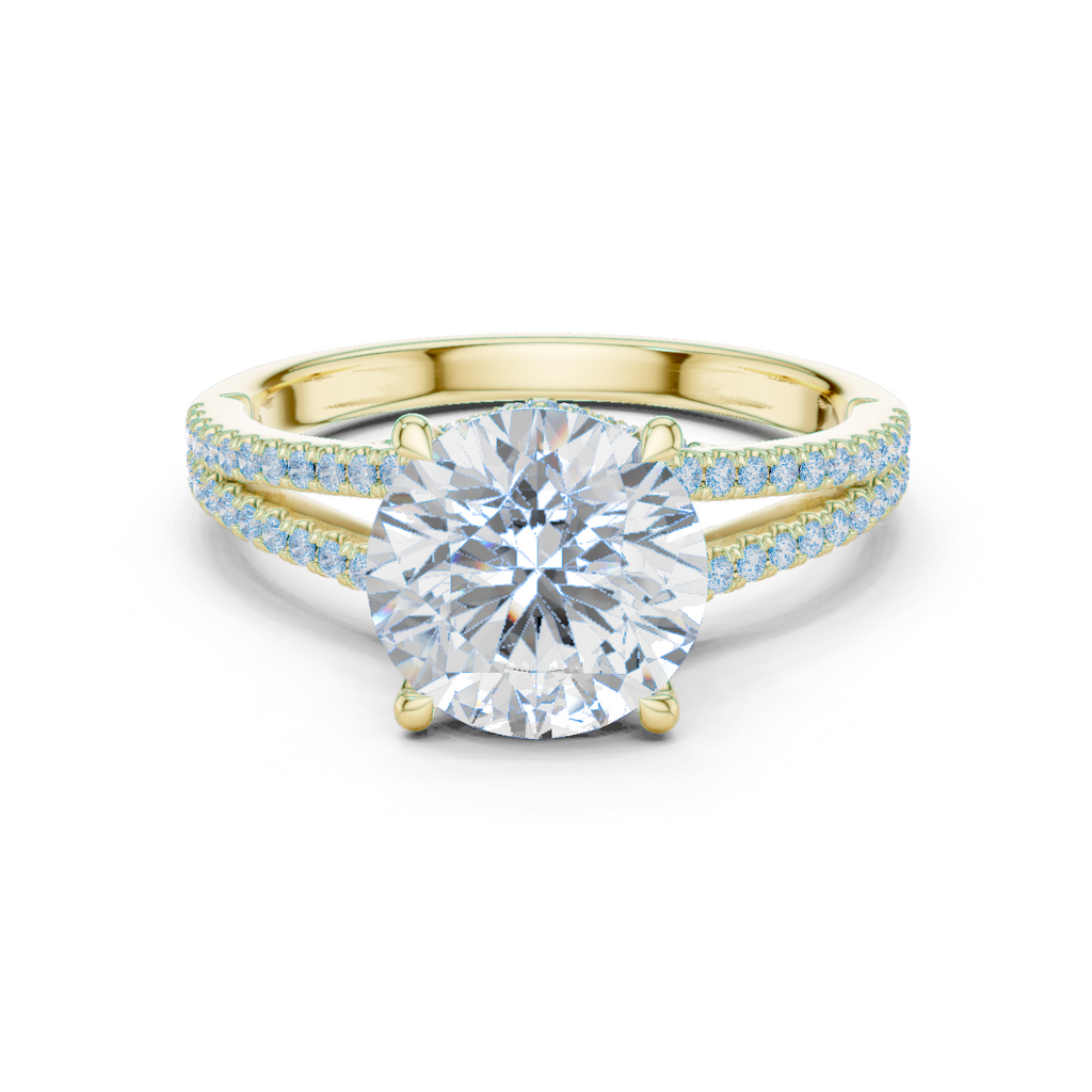 Round Cut Diamond Split Shank Engagement Ring