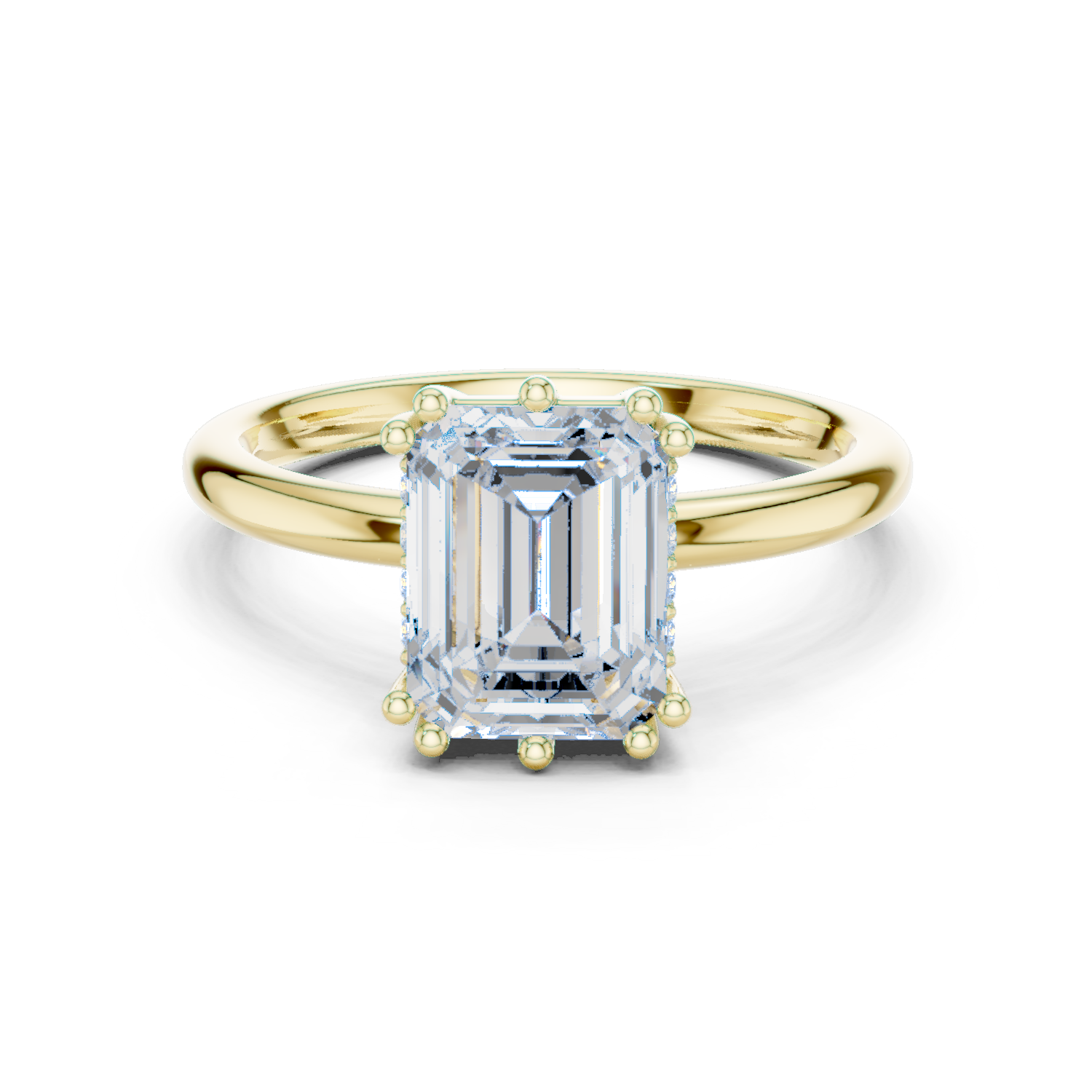 Emerald Cut Solitaire Engagement Ring with Hidden Diamond Gallery