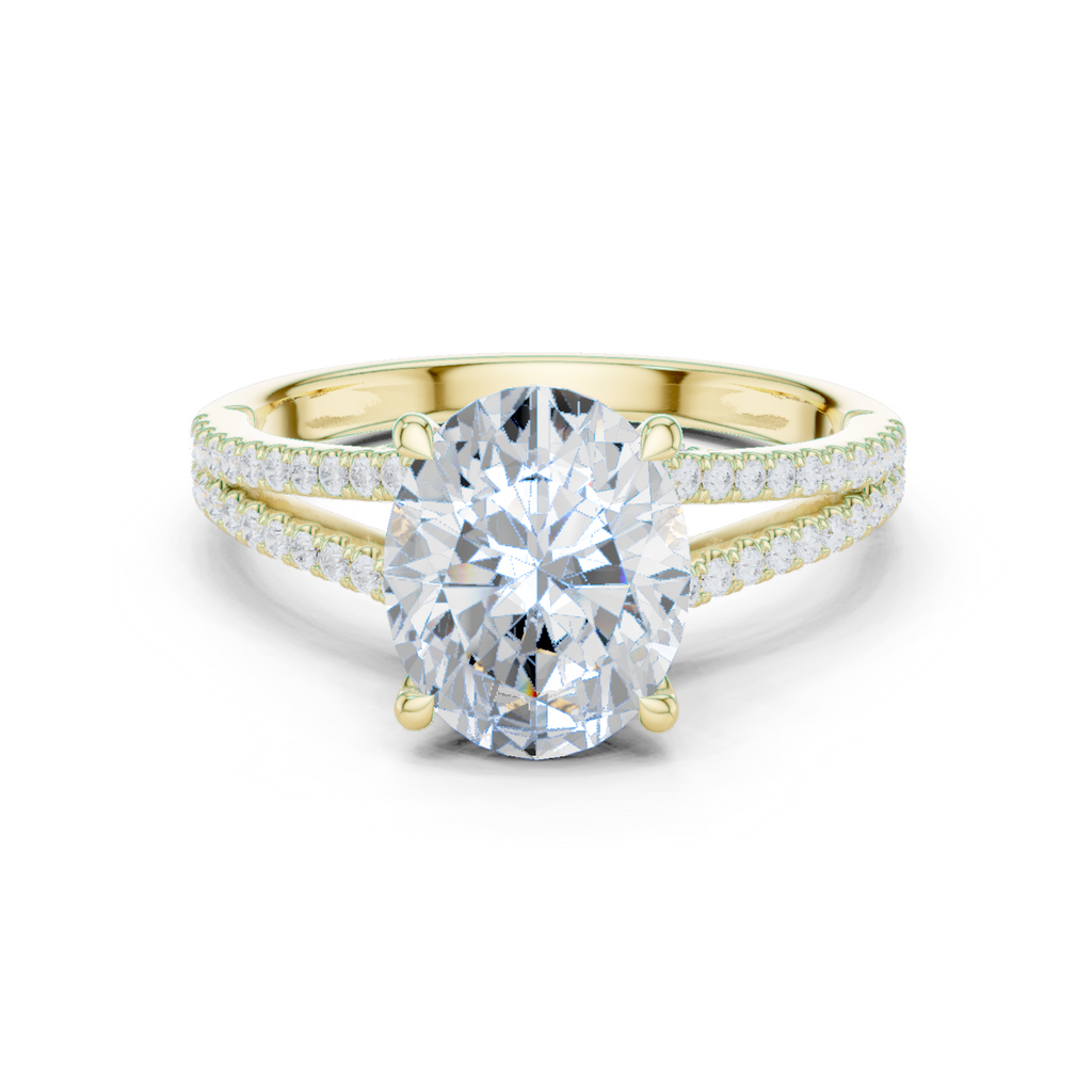Oval Cut Diamond Split Shank Pavé Engagement Ring