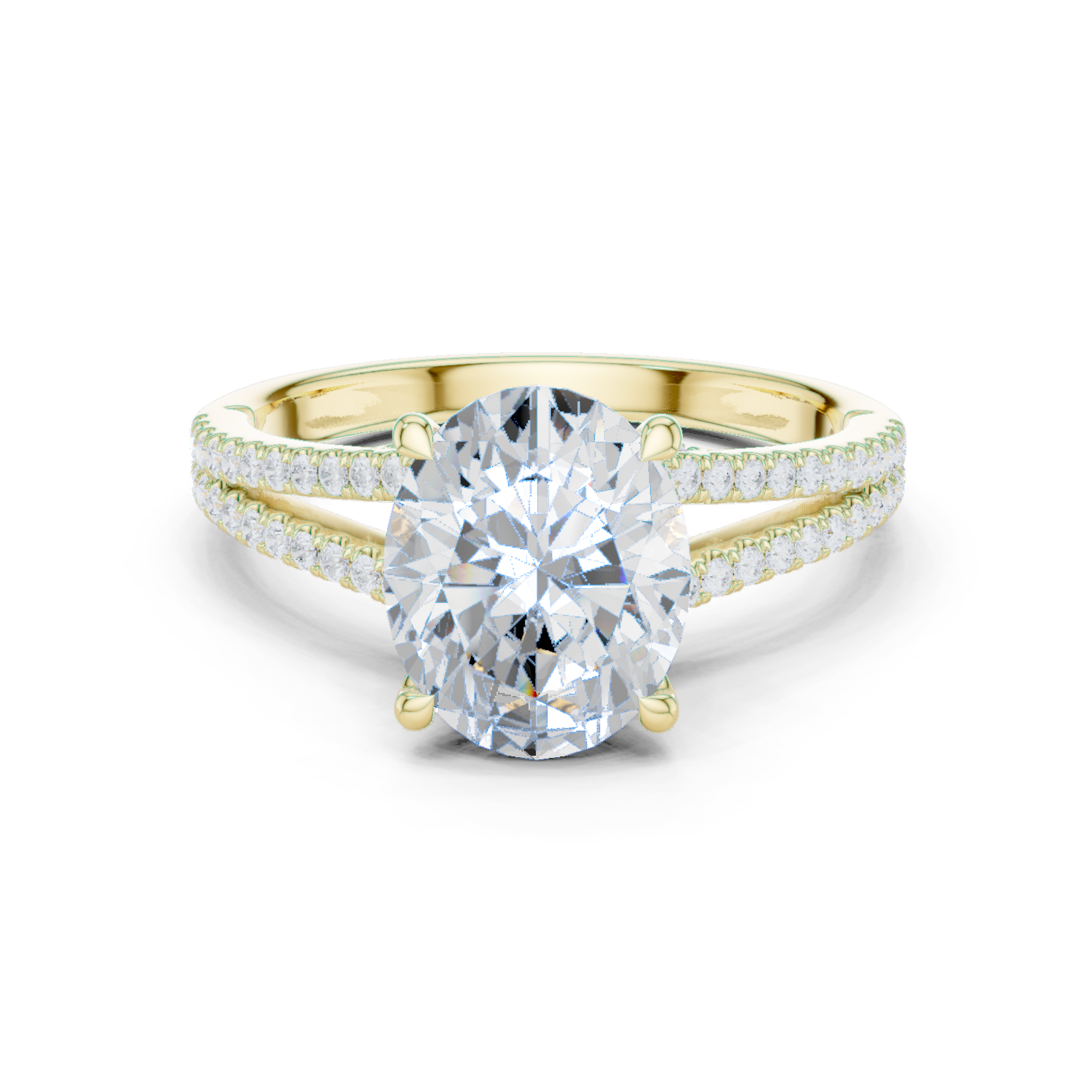 Oval Cut Diamond Split Shank Pavé Engagement Ring