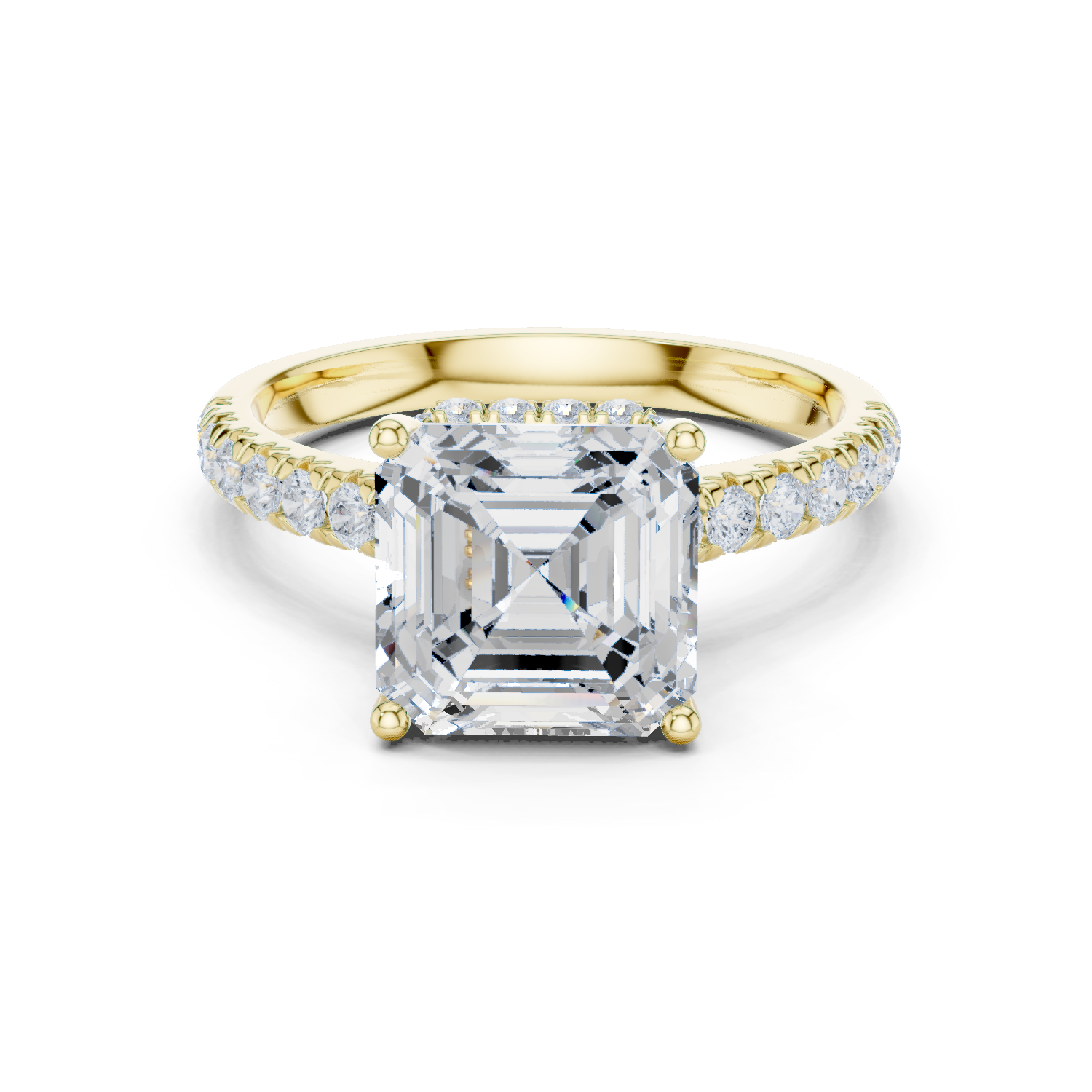 Asscher Cut Hidden Halo Diamond Engagement Ring