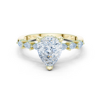 Pear Cut Diamond Three-Stone Engagement Ring with Pear Side Accents