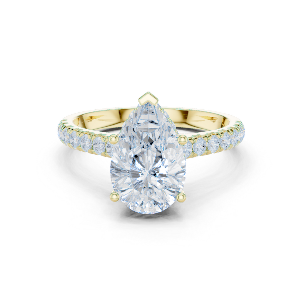 Pear Cut Hidden Halo Diamond Engagement Ring