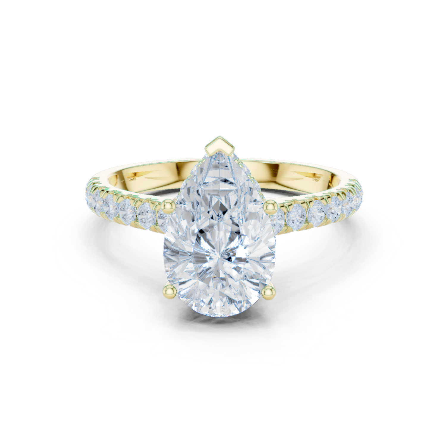 Pear Cut Hidden Halo Diamond Engagement Ring