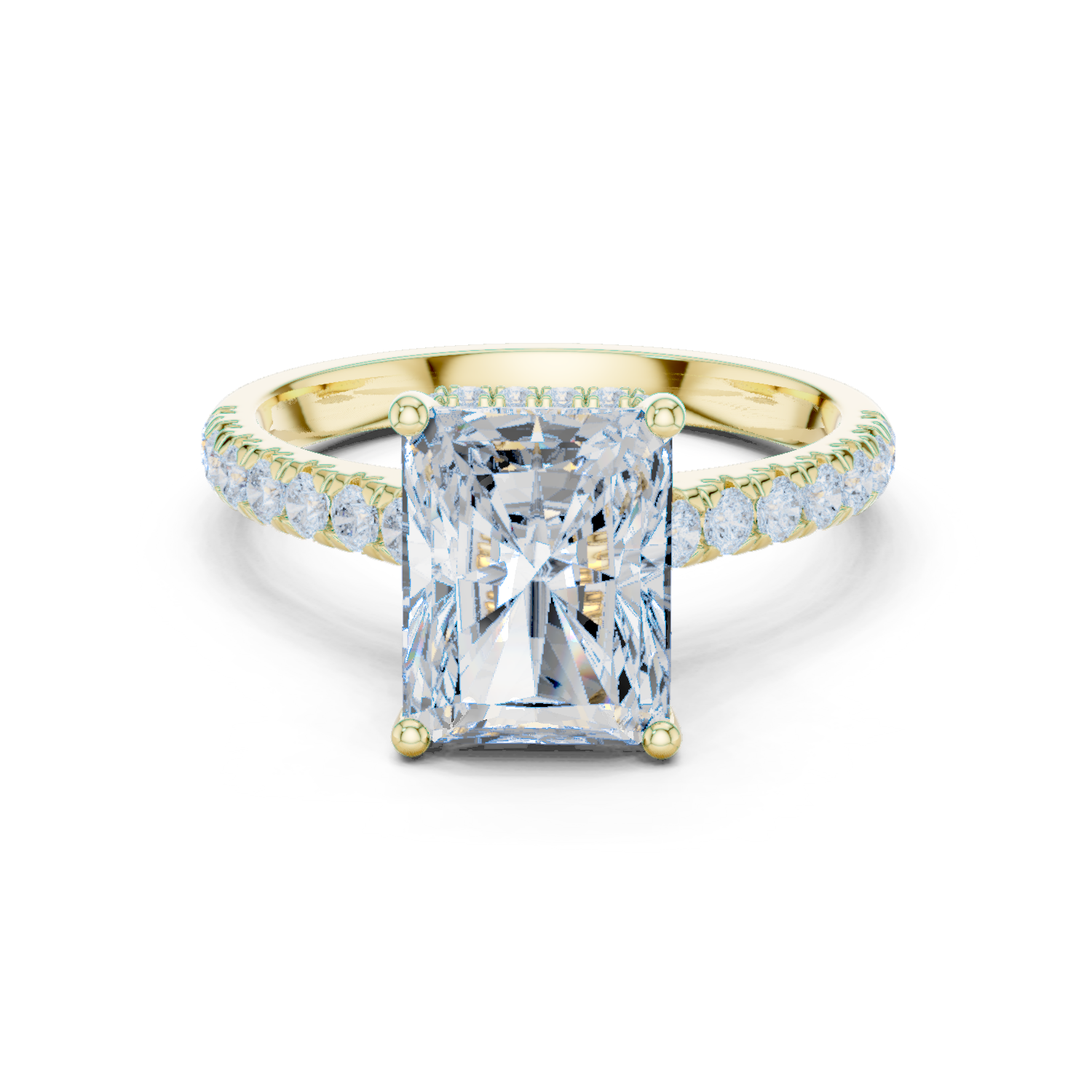 Radiant Cut Hidden Halo Diamond Engagement Ring