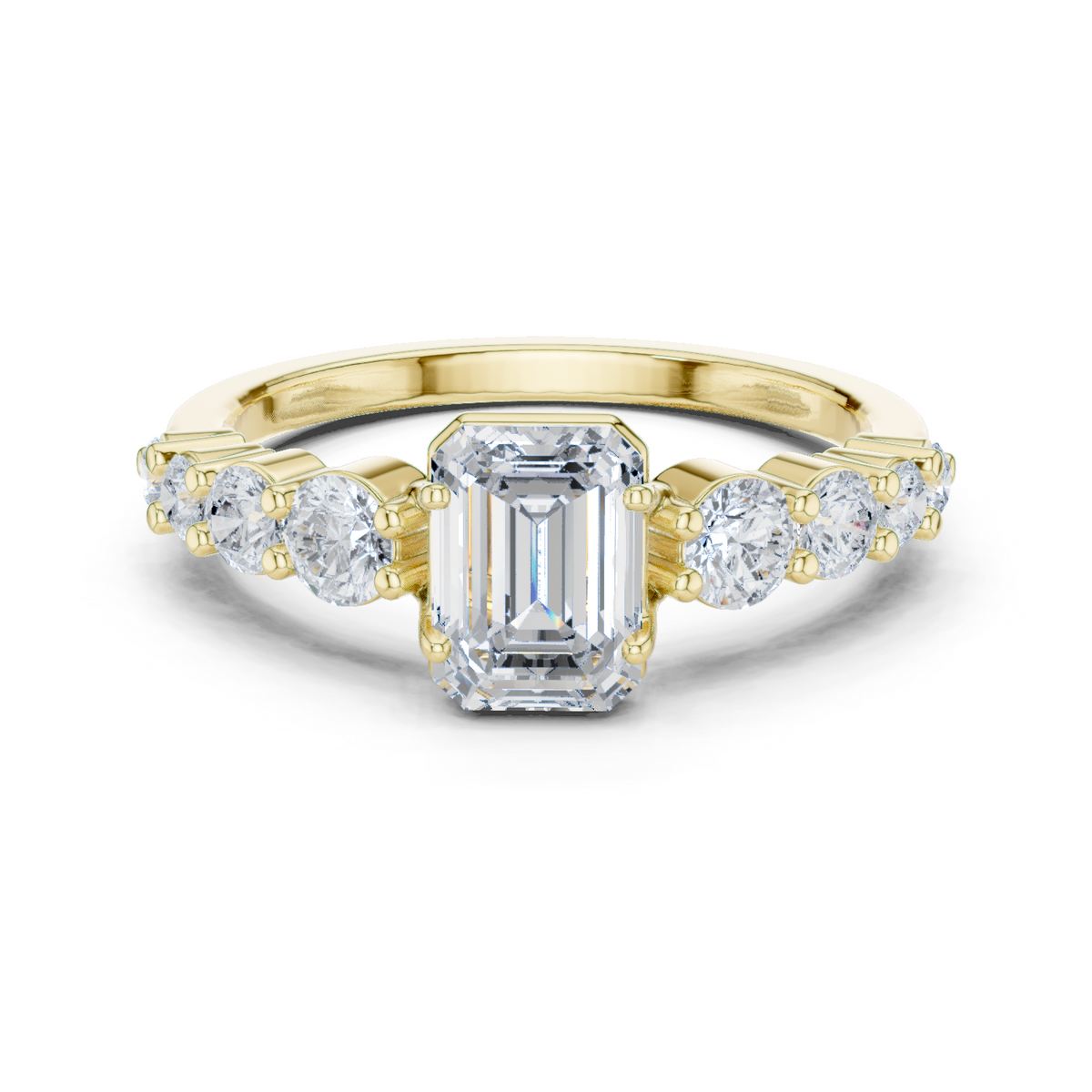 Emerald Cut Three Stone Lab Grown Diamond Engagement Ring – Style DDLR-1068 – view 9 of 12 | Jewelix Atelier