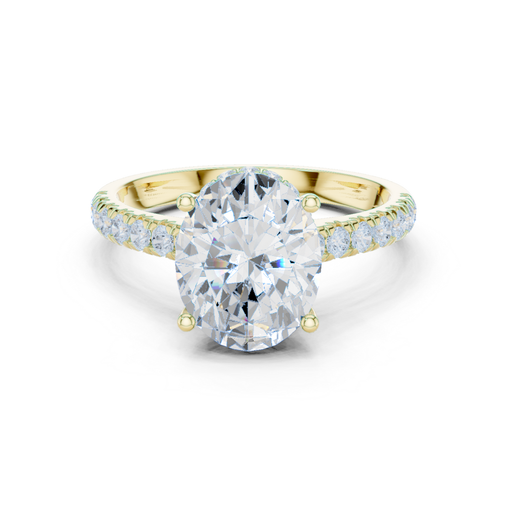 Oval Cut Hidden Halo Diamond Engagement Ring