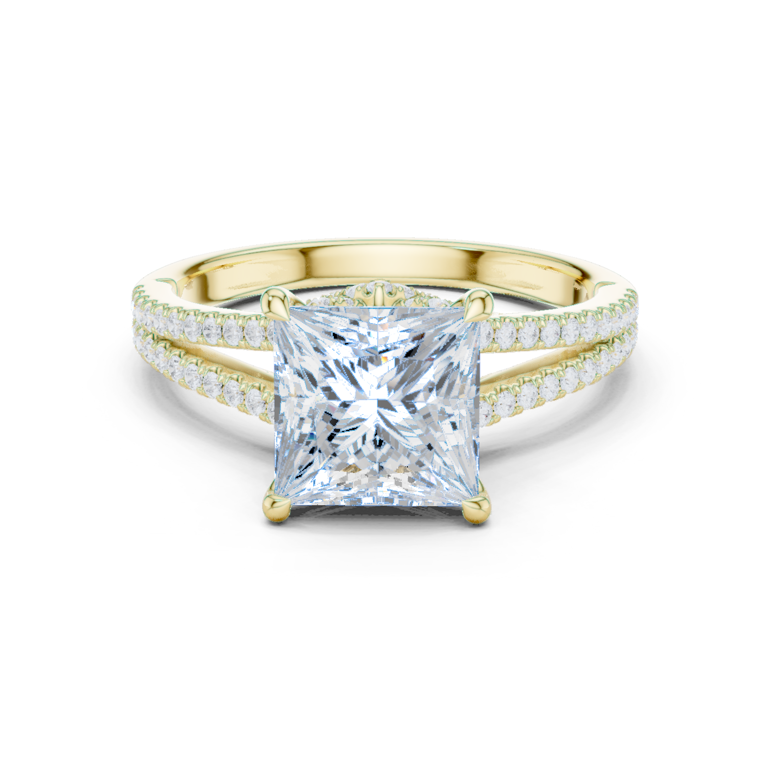 Princess Cut Diamond Split Shank Engagement Ring
