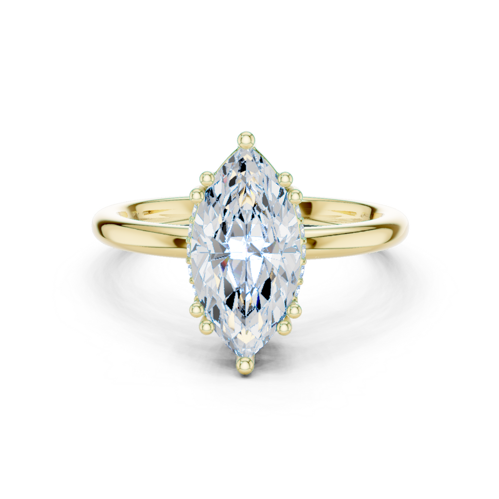 Marquise Cut Solitaire Engagement Ring with Hidden Diamond Gallery