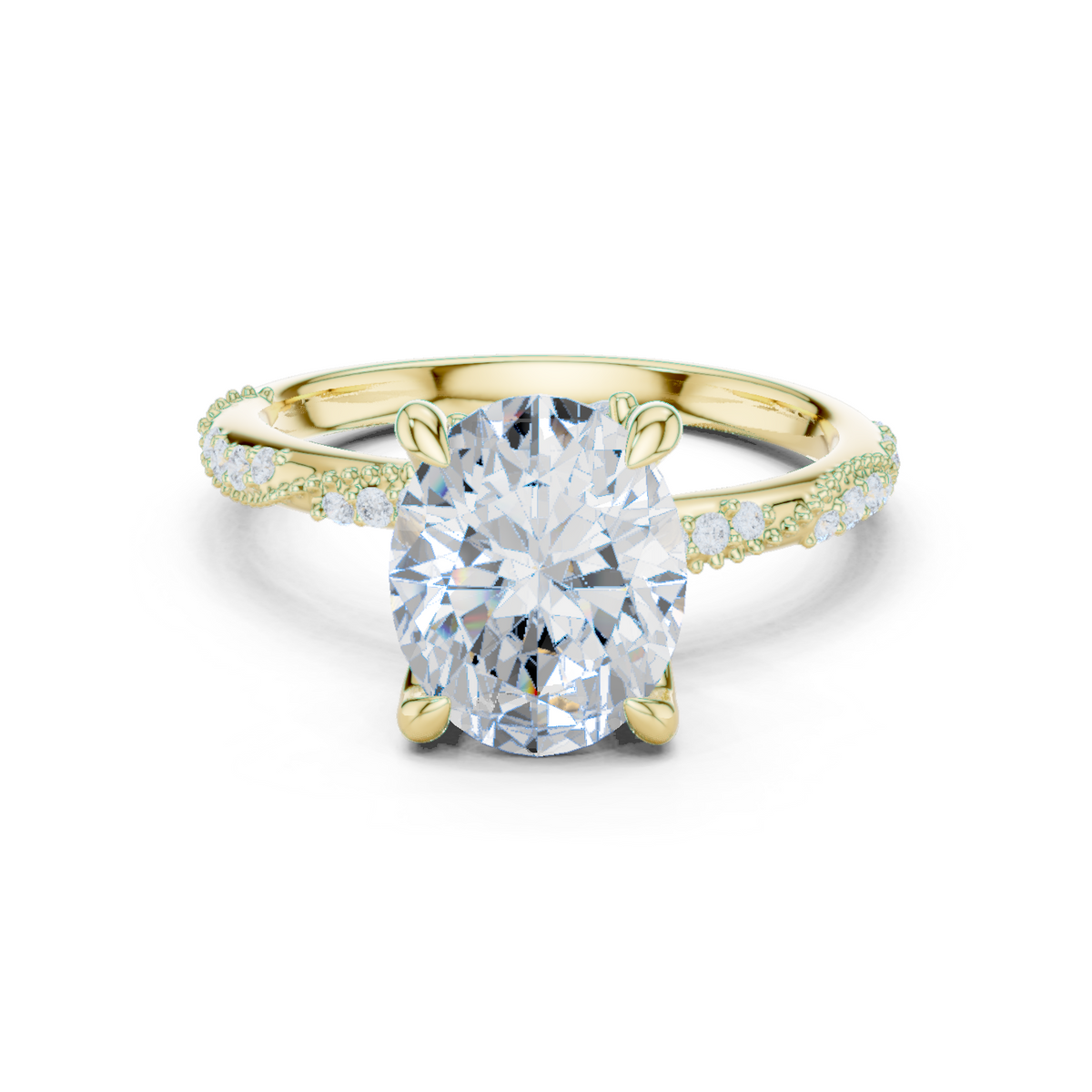 Oval Cut Diamond Twisted Pavé Engagement Ring – view 9 of 12, lab grown diamond ring | Jewelix Atelier