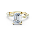 Emerald Cut Diamond Twisted Pavé Engagement Ring