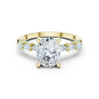 Oval Cut Diamond Three-Stone Engagement Ring with Pear Side Stones