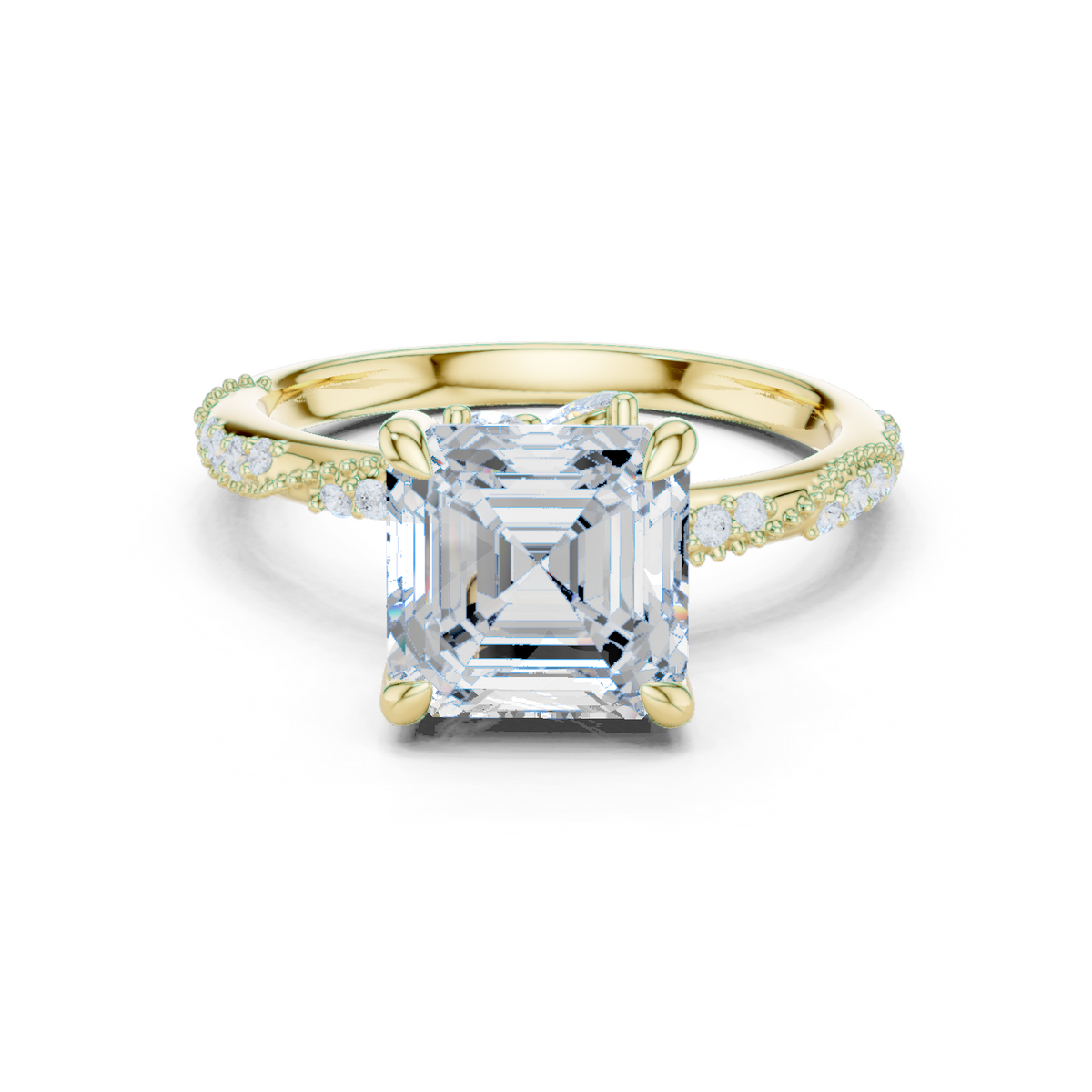 Asscher Cut Diamond Engagement Ring with Hidden Marquise Accents – view 9 of 12, lab grown diamond ring | Jewelix Atelier