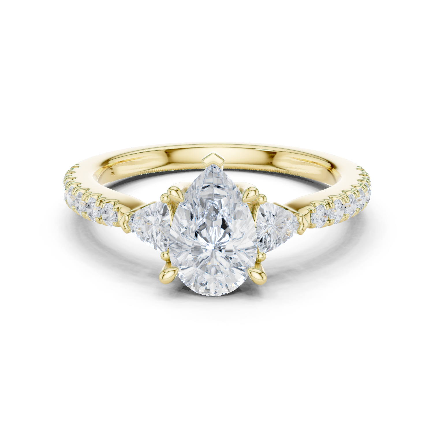 Pear Cut Three Stone Diamond Engagement Ring