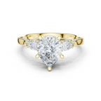 Pear Cut Vintage Three Stone Diamond Engagement Ring with Milgrain Detail