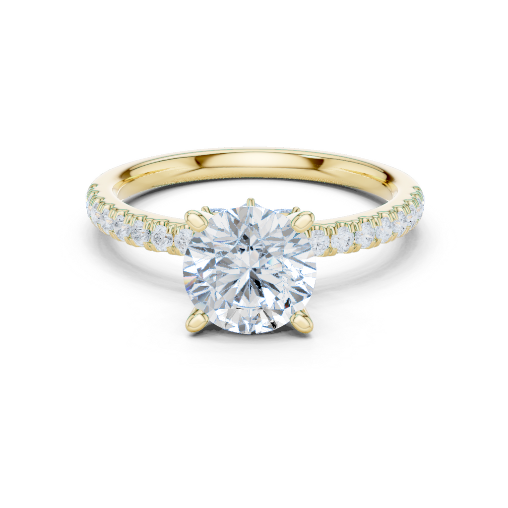 Round Brilliant Diamond Marquise Accent Solitaire Ring
