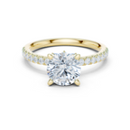 Round Brilliant Diamond Marquise Accent Solitaire Ring