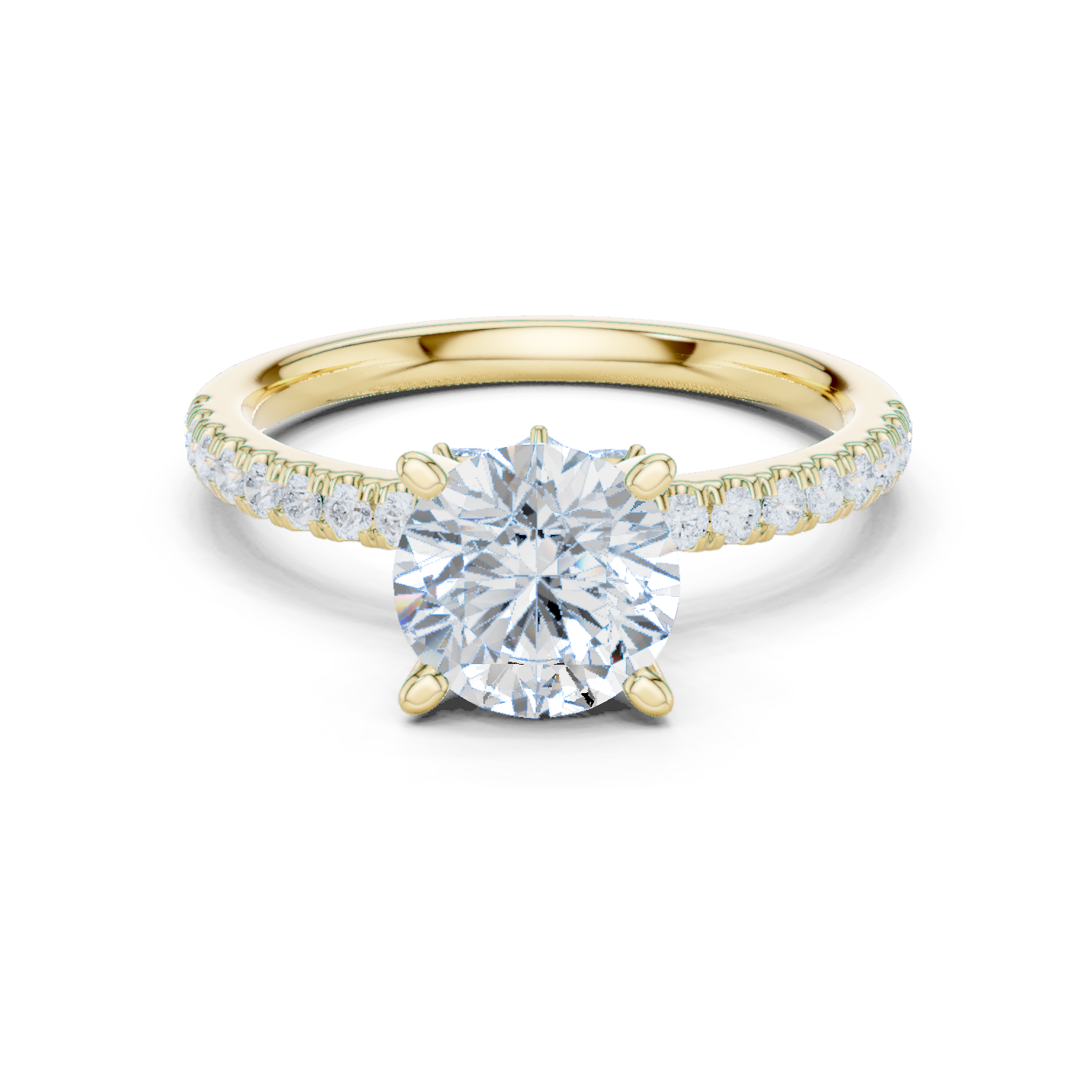 Round Brilliant Diamond Marquise Accent Solitaire Ring
