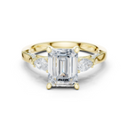 Emerald Cut Diamond Three Stone Vintage Engagement Ring