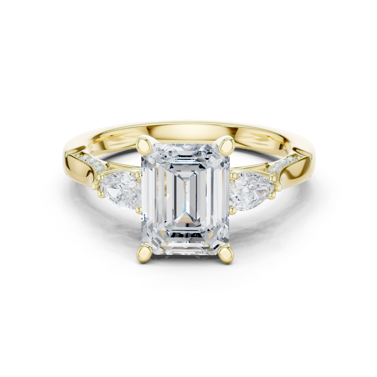 Emerald Cut Diamond Three Stone Vintage Engagement Ring – view 9 of 12, lab grown diamond ring | Jewelix Atelier