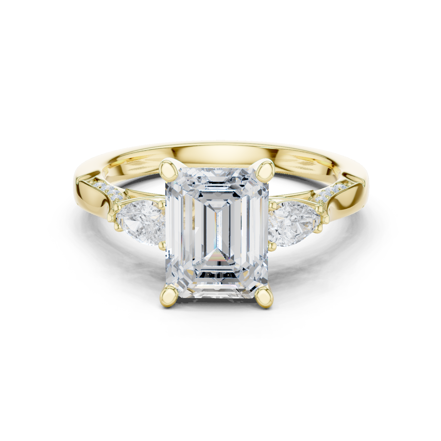 Emerald Cut Diamond Three Stone Vintage Engagement Ring