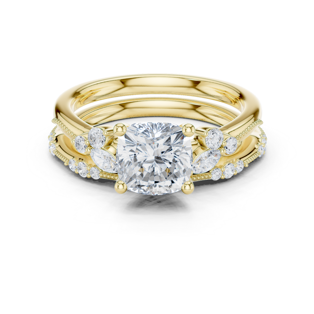 Cushion Cut Diamond Bridal Ring Set