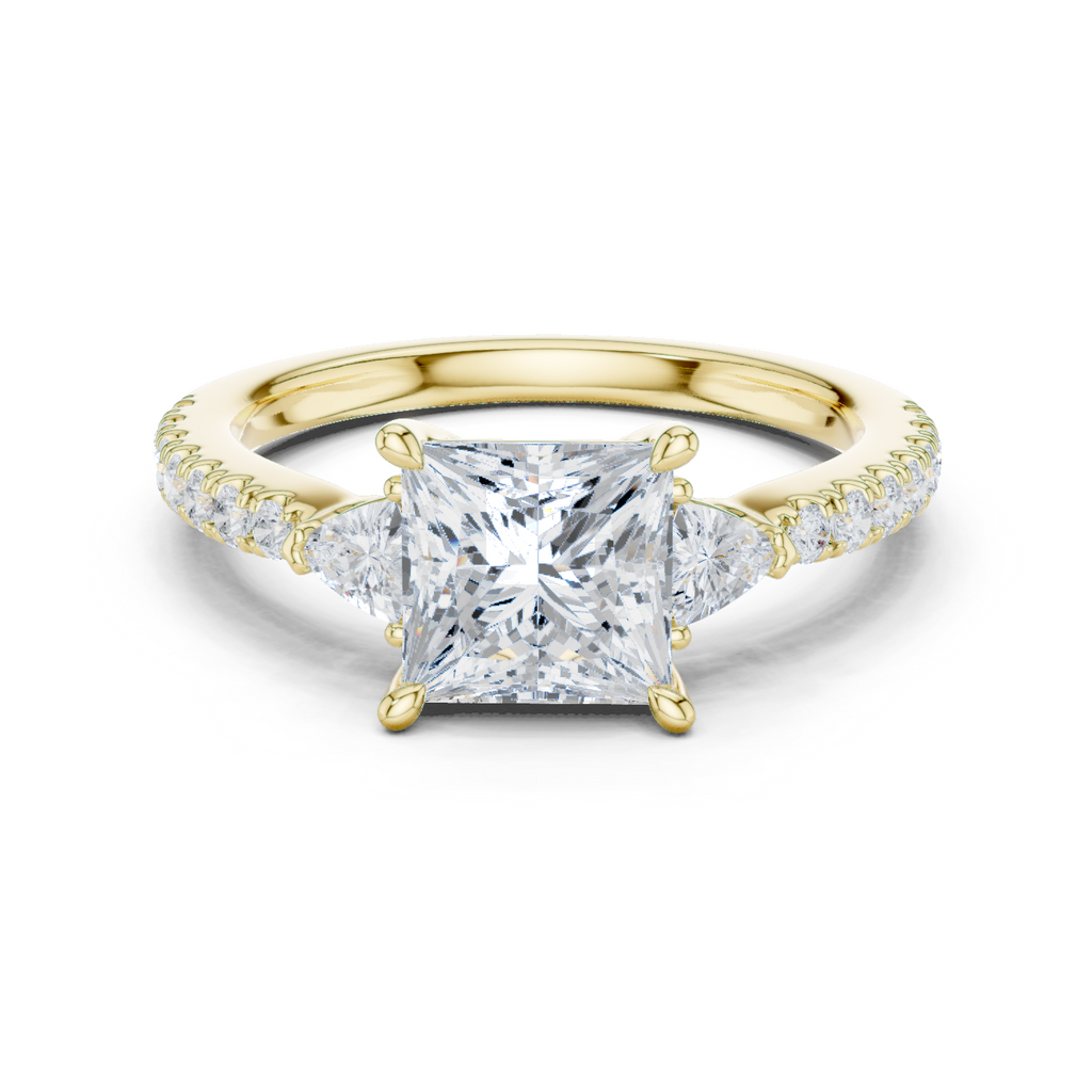 Princess Cut Three Stone Diamond Engagement Ring