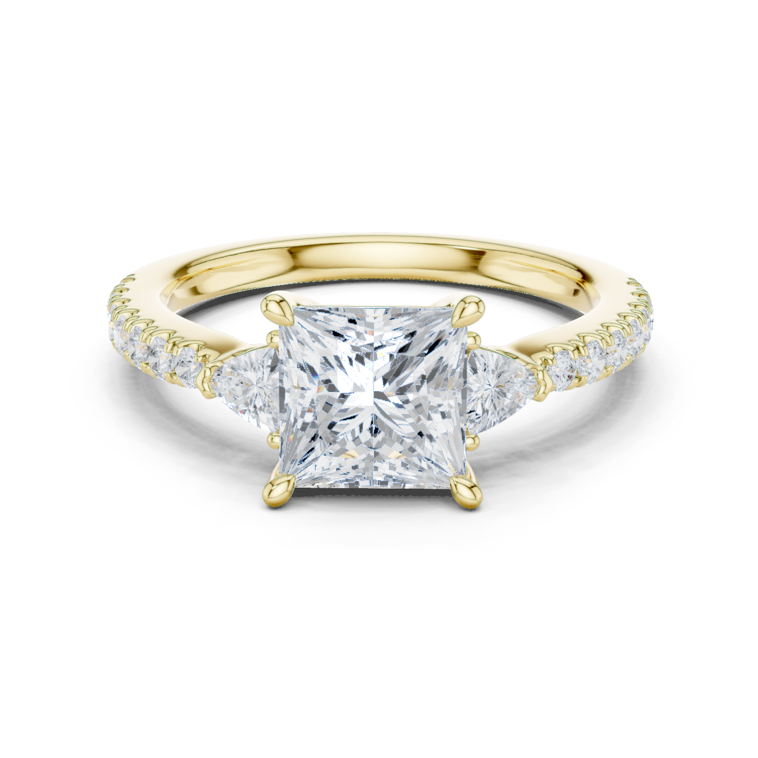 Princess Cut Three Stone Diamond Engagement Ring