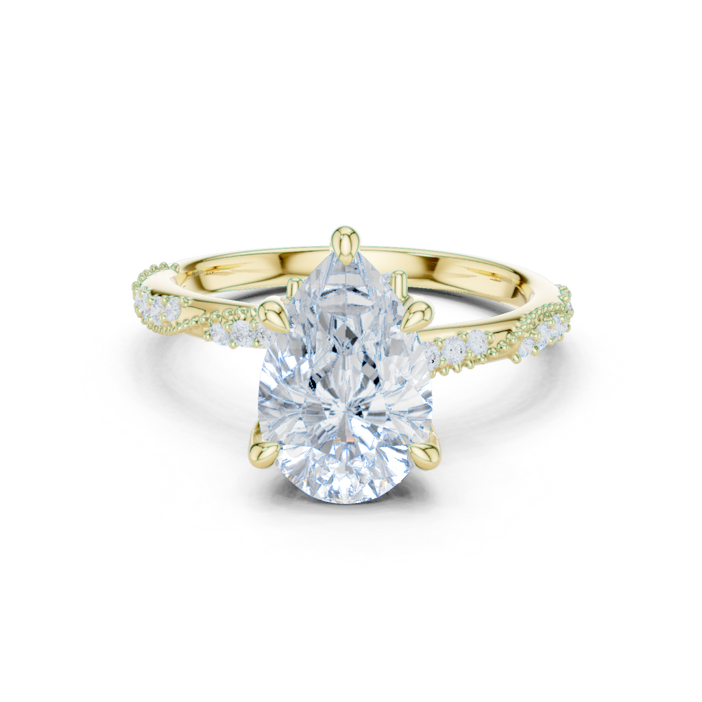 Pear Cut Diamond Twisted Pavé Engagement Ring