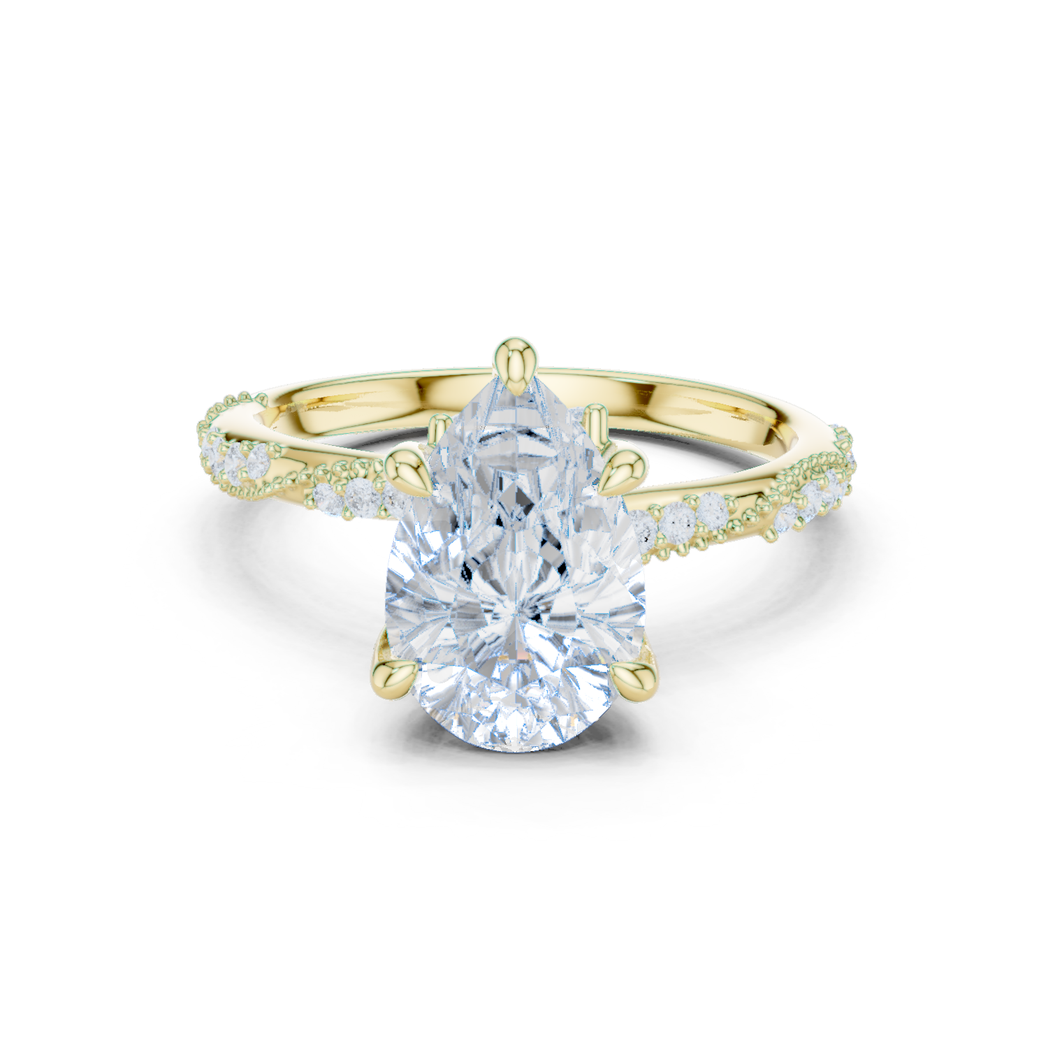Pear Cut Diamond Twisted Pavé Engagement Ring