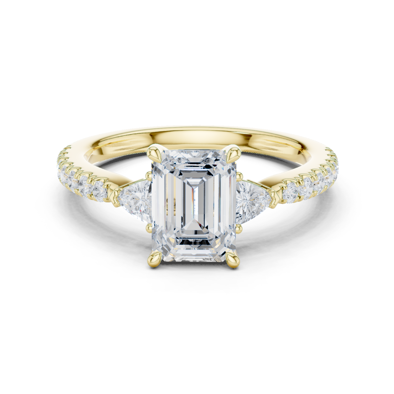 Emerald Cut Three Stone Diamond Engagement Ring