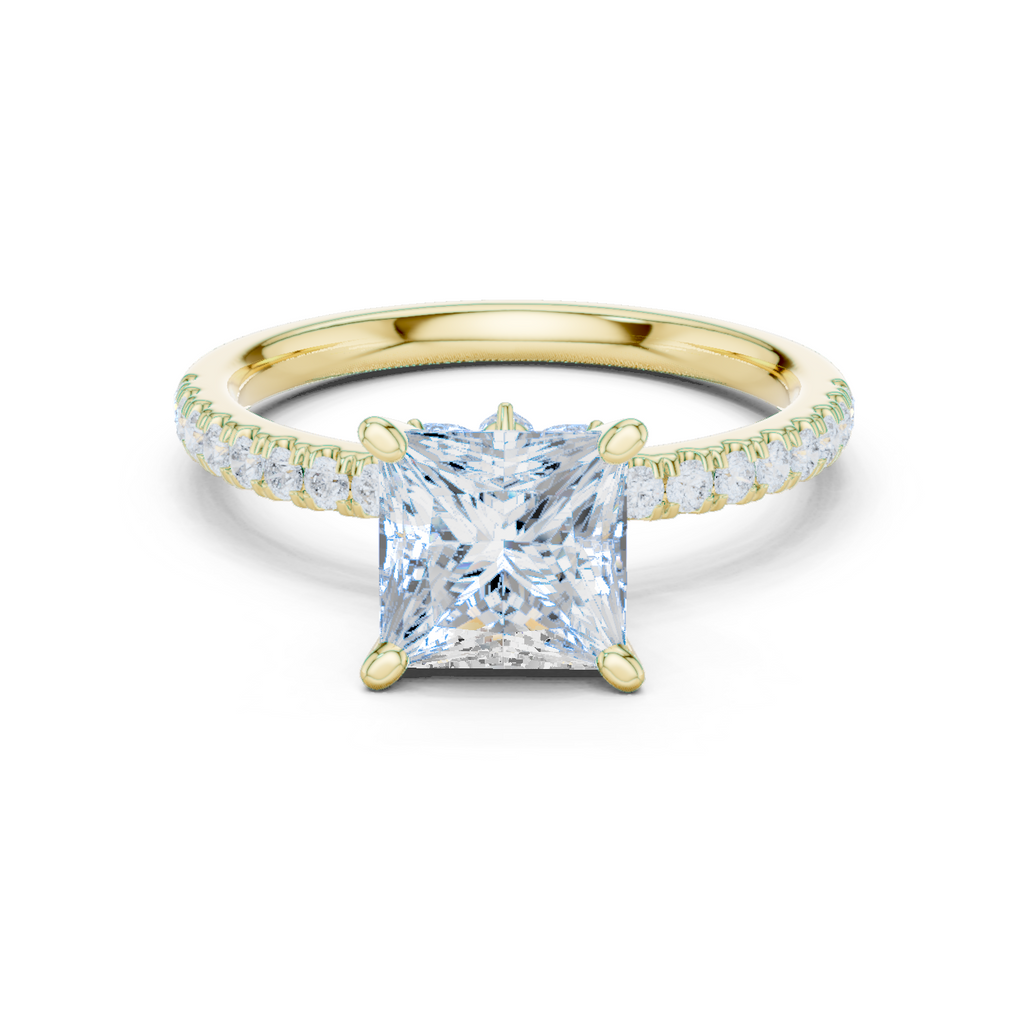 Princess Cut Marquise Accent Diamond Engagement Ring