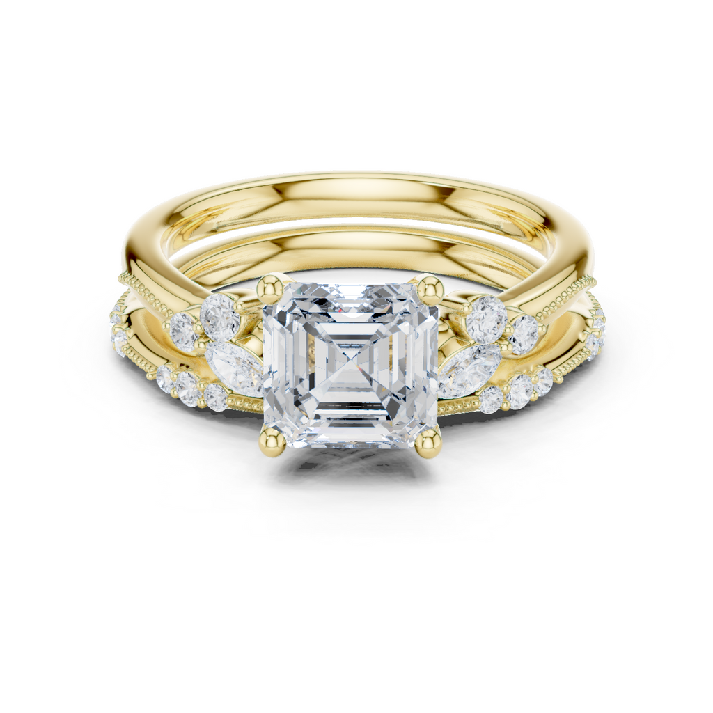 Asscher Cut Diamond Bridal Ring Set